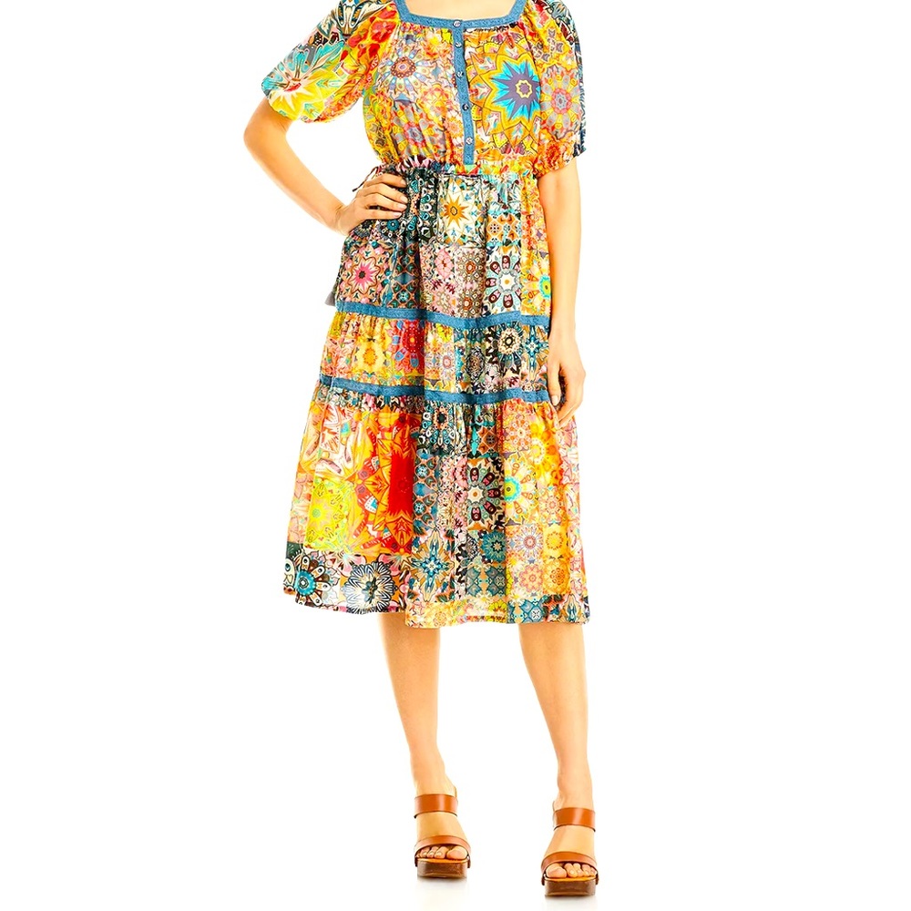 ❤️Johnny Was Gorgeous 👗! Kaleida Zenovia dress. I love this dress. A- Line fit.